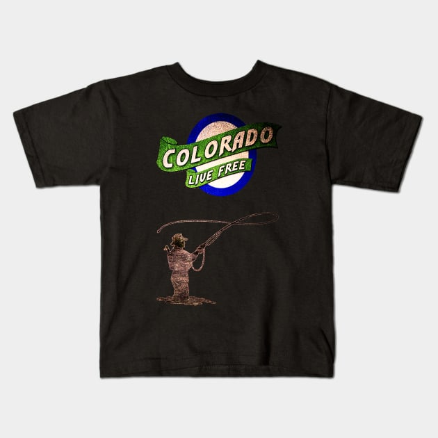 Colorado Fly Fish 2 Kids T-Shirt by Random77